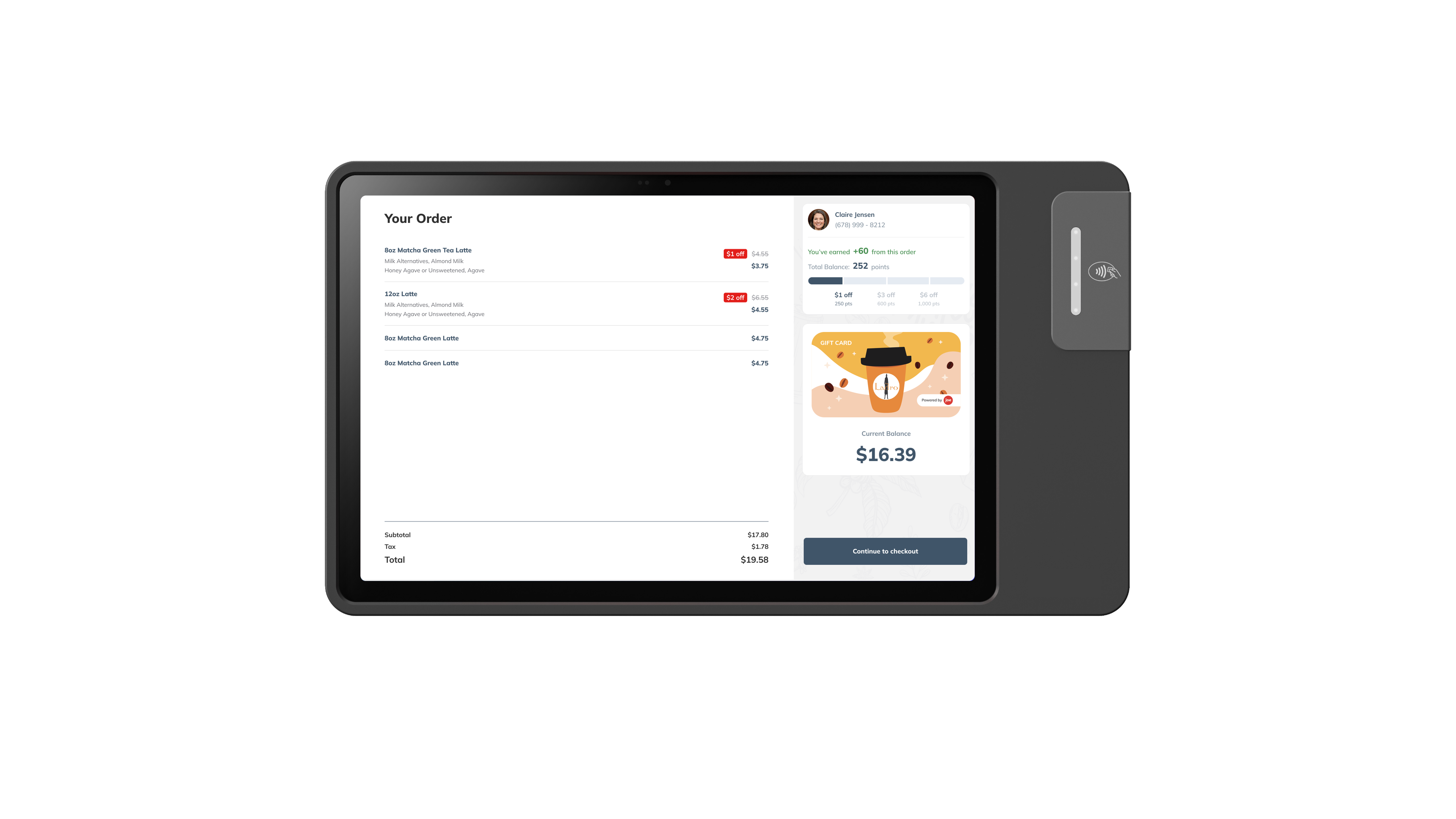 joe customer-facing payment terminal with loyalty