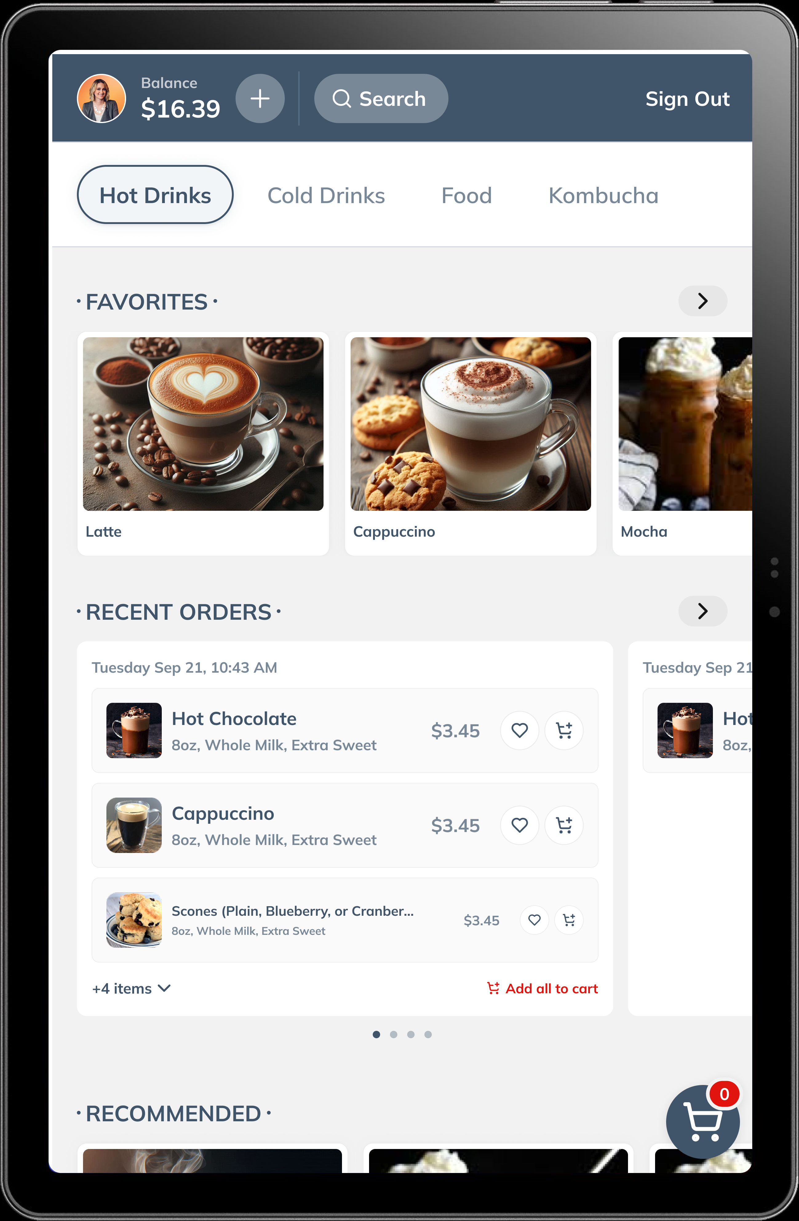 joe kiosk self-order interface