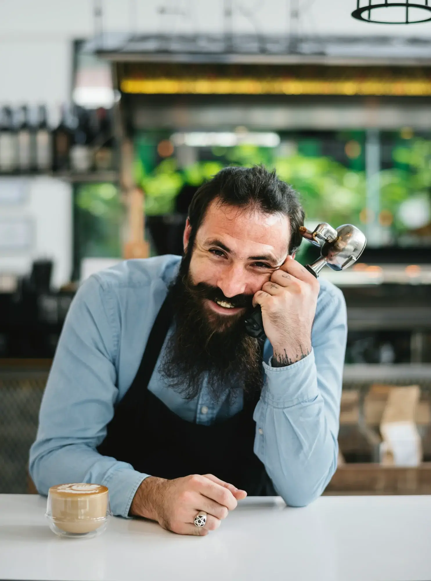 Barista making pour over